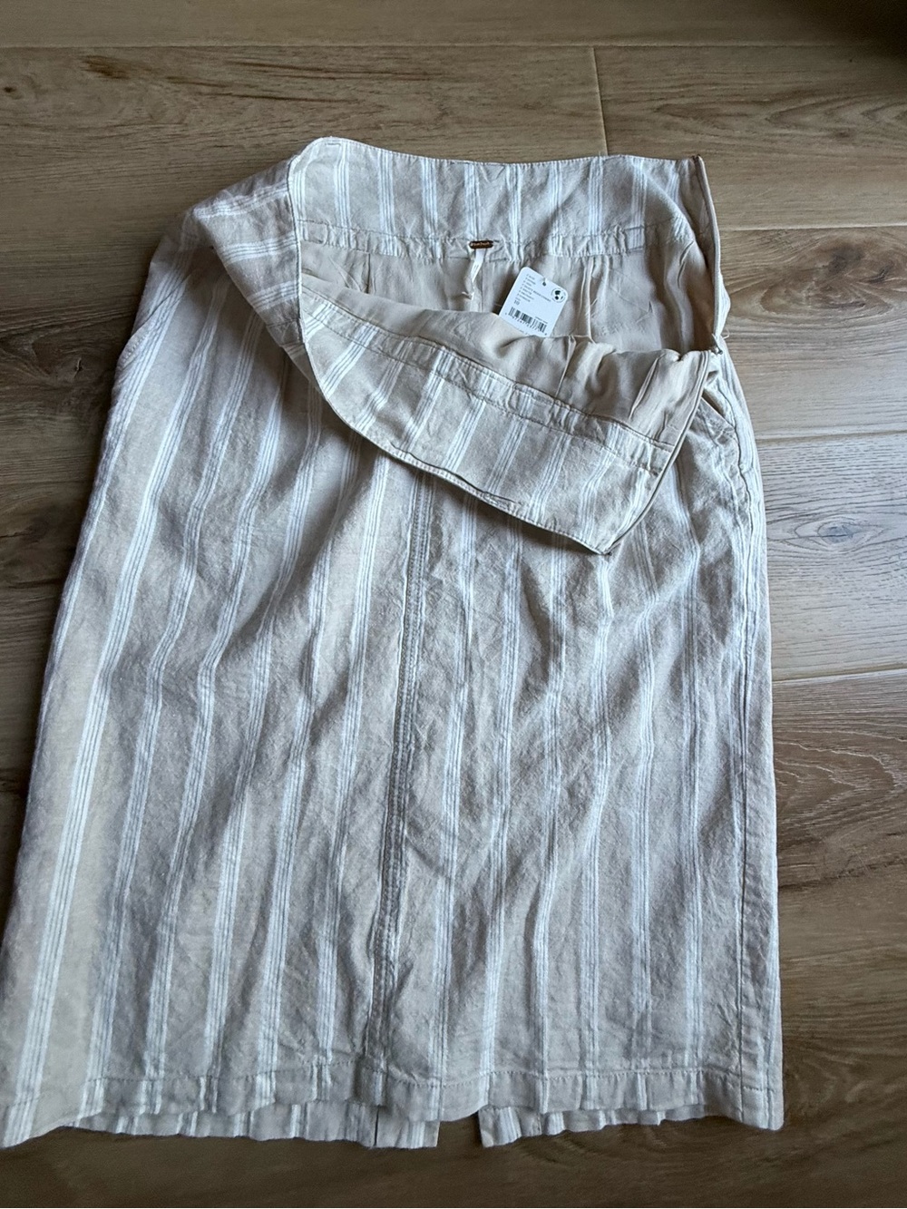 Free People Cream and White Striped Skirt